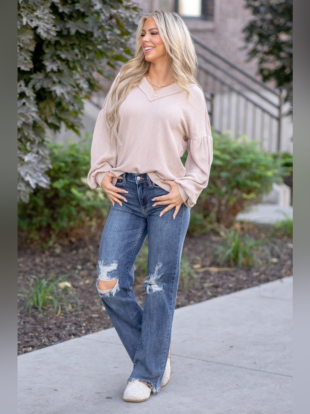 Judy Blue High Waist 90s Knee Destroy Straight Jeans 13/31 Distressed Y2K